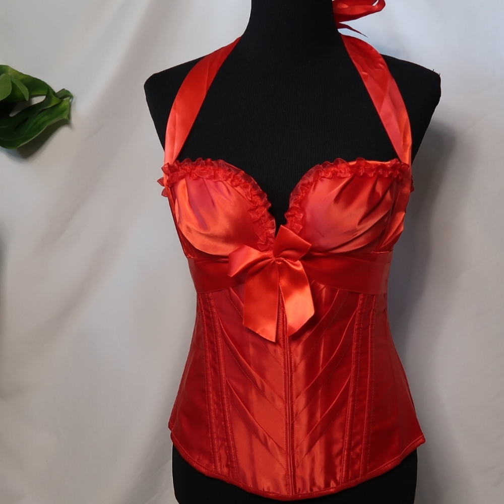 Red Satin Corset Top